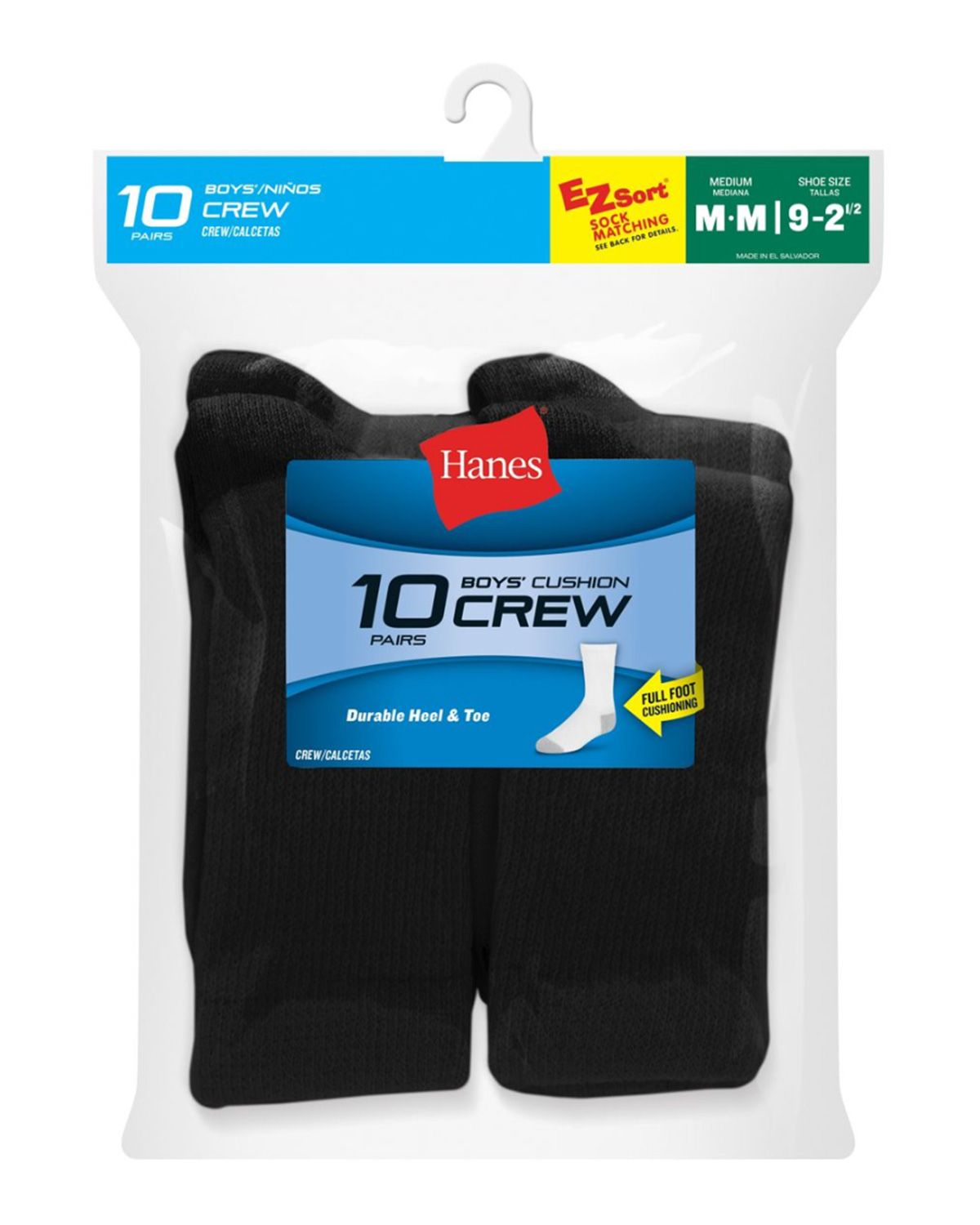 Size Chart for Hanes 421 Boys Red Label Cushion Crew Socks (Pack of 10)